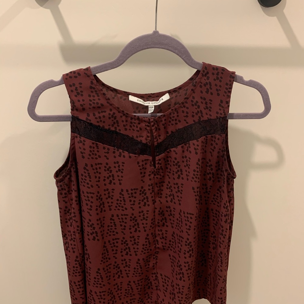 Collective Concepts Polka Dot Sleeveless Blouse, Size XS Petite